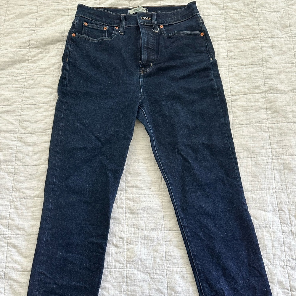 Madewell Perfect Vintage Jean Dark‎ Wash High Rise Denim Straight Leg Sz 28